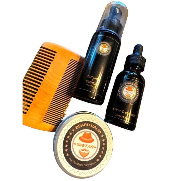 4 Piece Beard Set Includes: Beard Balm, Comb, Beard Oil, Beard Wash NWOT - Picture 2 of 6